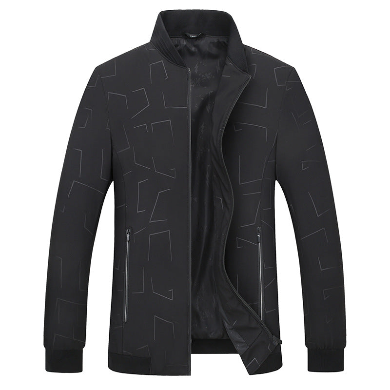 Herren Leichte Bomberjacke mit geometrischem Print, wasserabweisender Oberfläche und Rippbündchen Nord Taschen