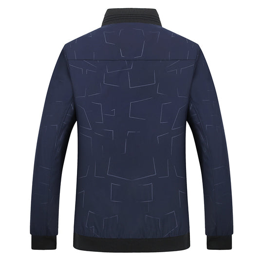 Herren Leichte Bomberjacke mit geometrischem Print, wasserabweisender Oberfläche und Rippbündchen Nord Taschen