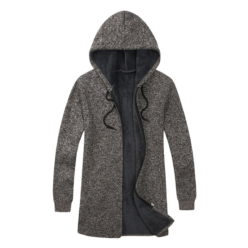 Herren Kapuzen-Strickmantel mit weichem Teddyfutter und offenem Schnitt Nord Taschen