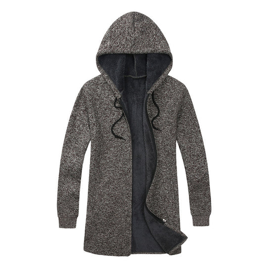 Herren Kapuzen-Strickmantel mit weichem Teddyfutter und offenem Schnitt Nord Taschen
