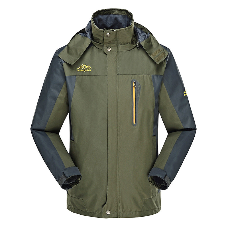 Herren dreilagige Softshell-Outdoorjacke mit abnehmbarer Kapuze und verschweißten Nähten Nord Taschen