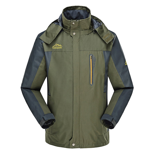 Herren dreilagige Softshell-Outdoorjacke mit abnehmbarer Kapuze und verschweißten Nähten Nord Taschen