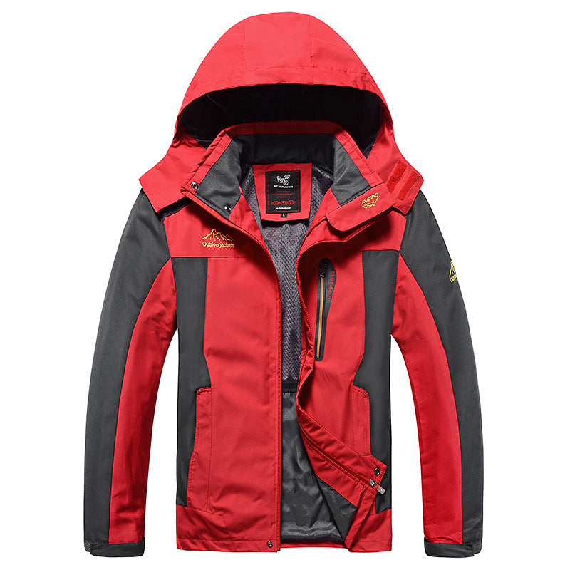 Herren dreilagige Softshell-Outdoorjacke mit abnehmbarer Kapuze und verschweißten Nähten Nord Taschen
