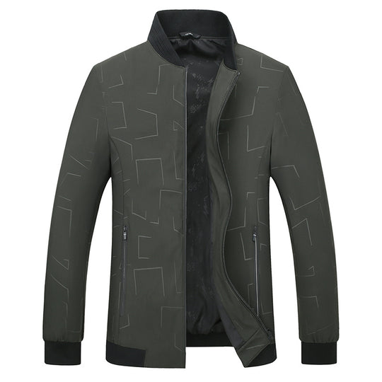 Herren Leichte Bomberjacke mit geometrischem Print, wasserabweisender Oberfläche und Rippbündchen Nord Taschen