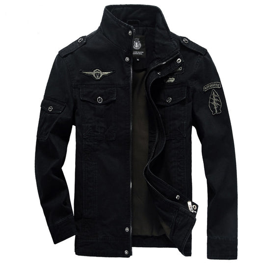 Herren Urbaner Canvas-Bomberblouson im Pilotencut mit Schulterepauletten und Thermal-Innenfutter Nord Taschen