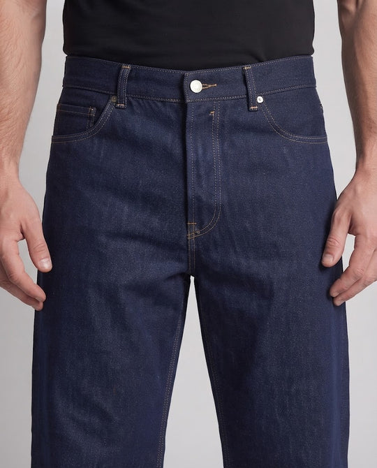 Herren Extraweite Low-Slung Rigid-Denim-Jeans mit geradem Palazzobein Nord Taschen