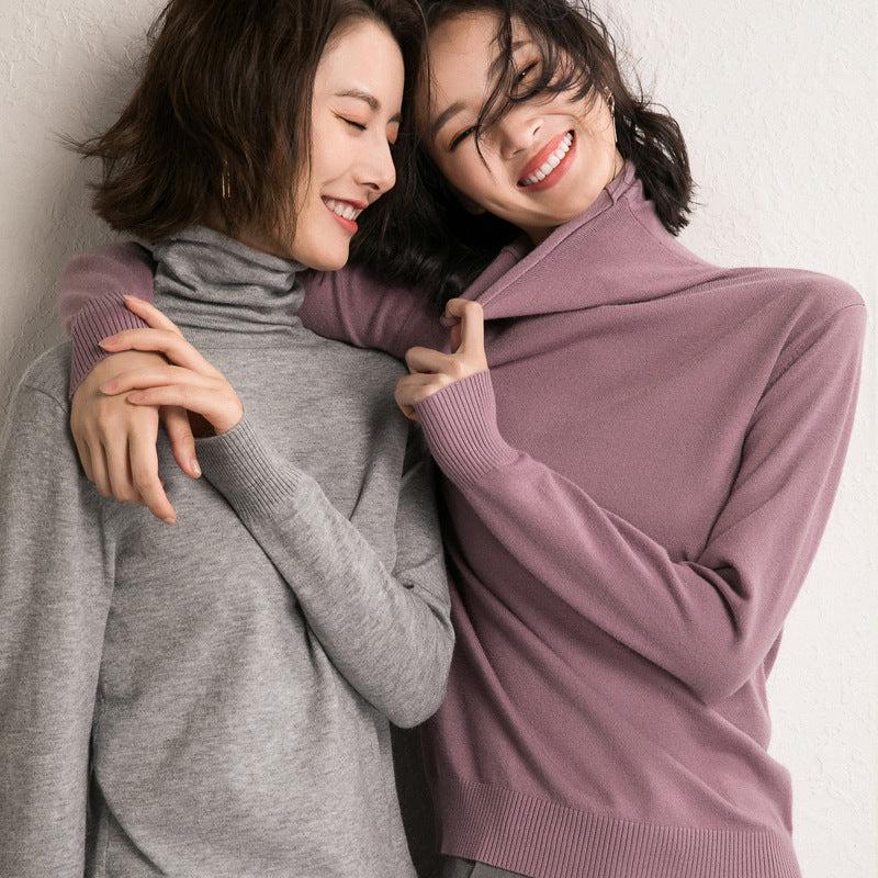 Damen leichter Feinstrick-Rollkragenpullover mit schmalem Schnitt Nord Taschen