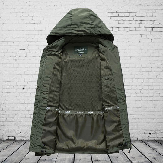 Herren Kapuzen-Softshelljacke mit Mesh-Innenfutter und multifunktionalen Reißverschlusstaschen Nord Taschen