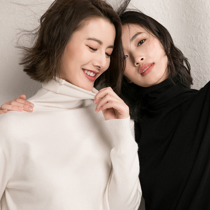 Damen leichter Feinstrick-Rollkragenpullover mit schmalem Schnitt Nord Taschen