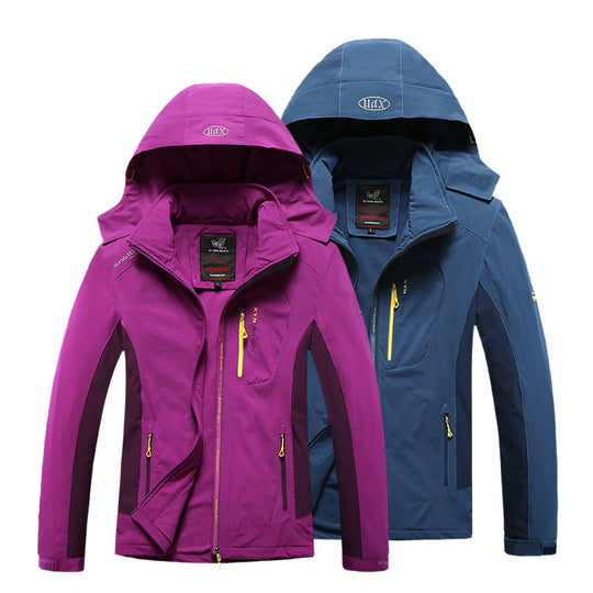 Damen Wasser- und winddichte Softshell-Trekkingjacke mit verstellbarer Kapuze Nord Taschen