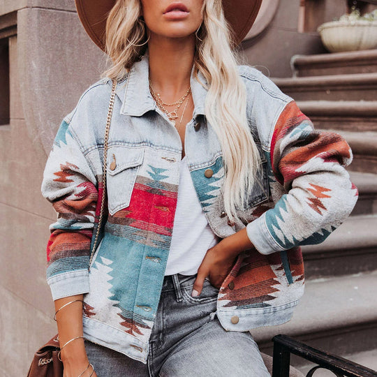 Nord Taschen | Western-inspirierte Denimjacke Einzigartig und Stilvoll Boho-look