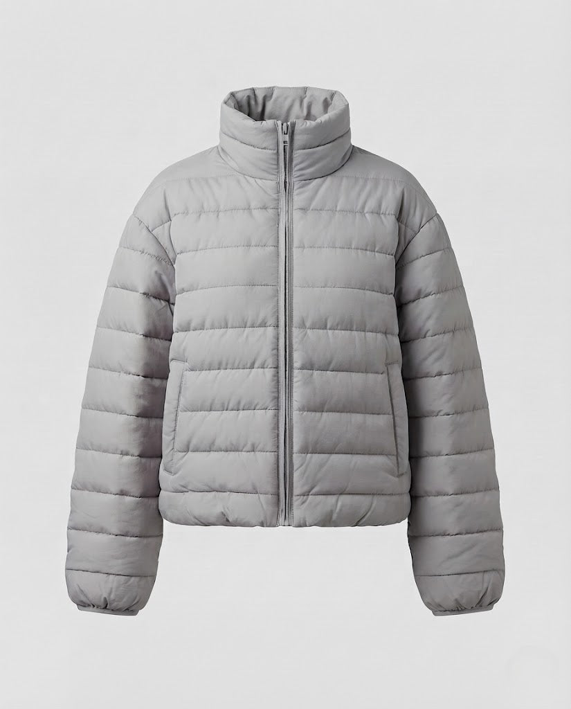 Damen Oversize Quilted Steppjacke mit Tunnelzugkapuze und schräger Stepplinie Nord Taschen