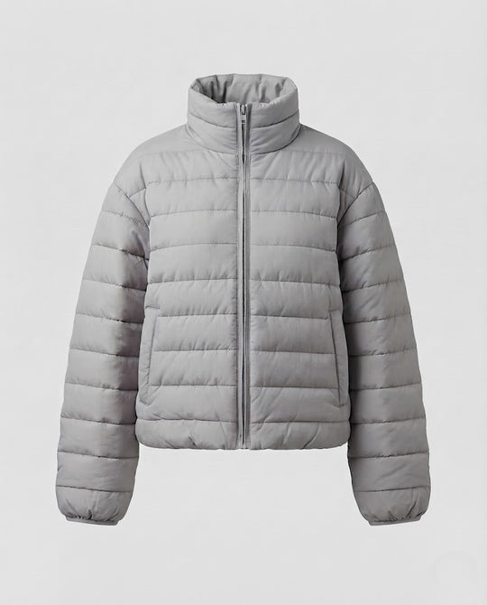 Damen Oversize Quilted Steppjacke mit Tunnelzugkapuze und schräger Stepplinie Nord Taschen