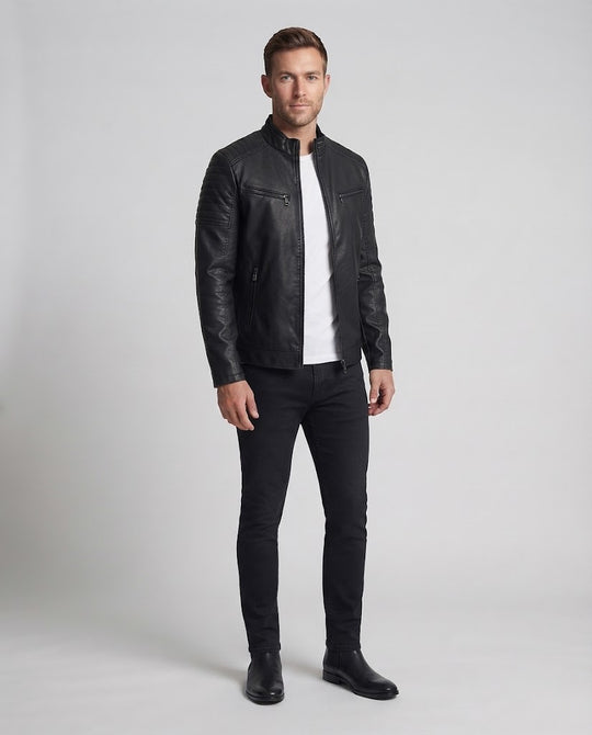 Herren modische Bikerjacke mit Steppdetails Nord Taschen