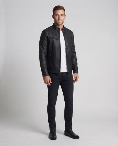 Herren modische Bikerjacke mit Steppdetails Nord Taschen