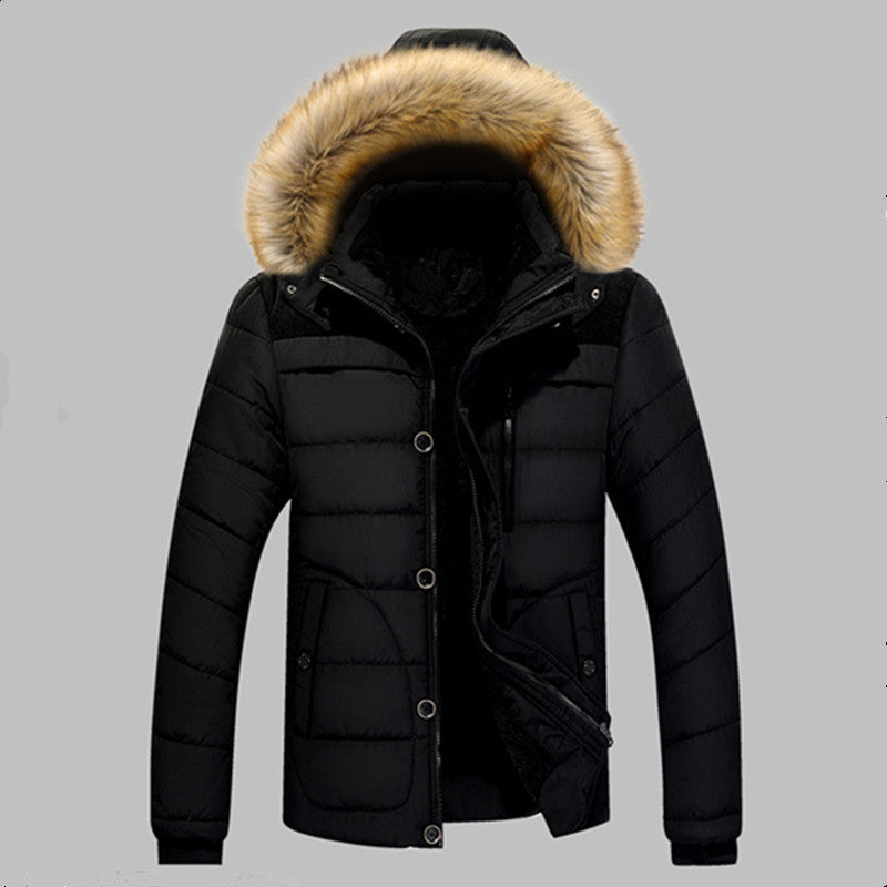 Herren Gefütterte Stepp-Expeditionsjacke mit Kunstfellkapuze und Frontmix-Taschen Nord Taschen