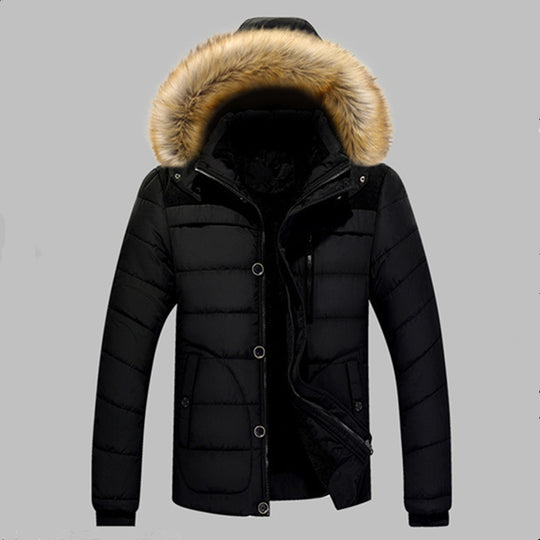 Herren Gefütterte Stepp-Expeditionsjacke mit Kunstfellkapuze und Frontmix-Taschen Nord Taschen