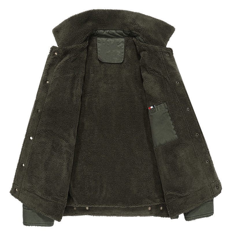 Herren Canvas-Workerjacke mit Teddyfutter, Hemdkragen und Brusttasche Nord Taschen