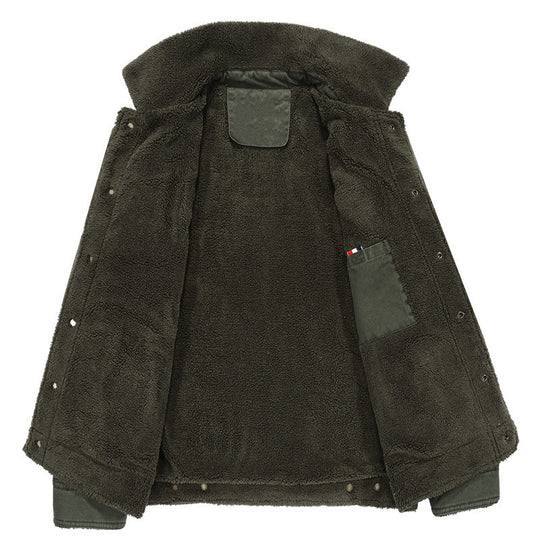 Herren Canvas-Workerjacke mit Teddyfutter, Hemdkragen und Brusttasche Nord Taschen