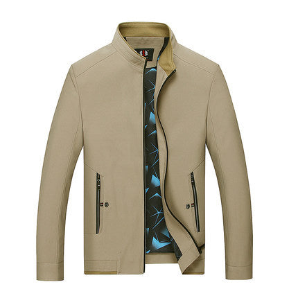 Herren Schlanke Stehkragen-Übergangsjacke mit Reißverschluss, wasserabweisender Außenfläche und geometrischem Futter Nord Taschen