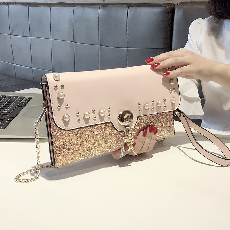 Damen Clutch-Tasche mit funkelnden Pailletten und eleganter Schliesstechnik Nord Taschen