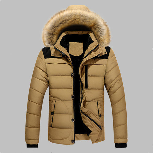 Herren Gefütterte Stepp-Expeditionsjacke mit Kunstfellkapuze und Frontmix-Taschen Nord Taschen