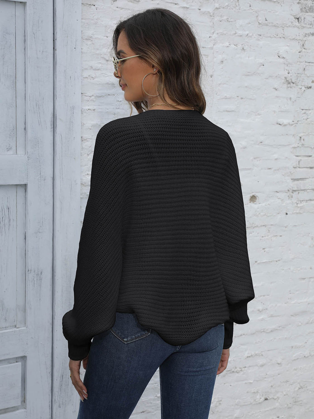 Bat Sleeve Offenes Front Kurzes Cardigan
