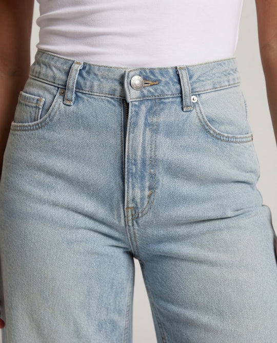 Damen Hochtaillierte weite Denim‑Palazzohose mit extra langem Bein Nord Taschen