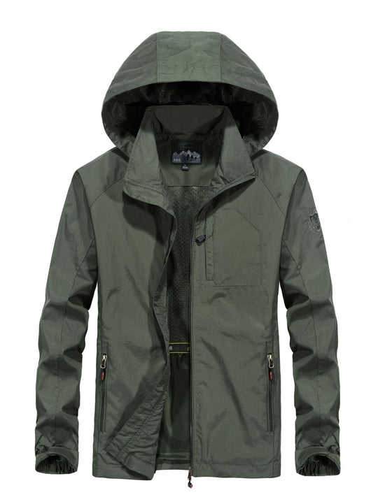 Herren Leichte Allwetter-Fieldjacke mit Kapuze, Mesh‑Innenfutter und Reißverschlusstaschen Nord Taschen