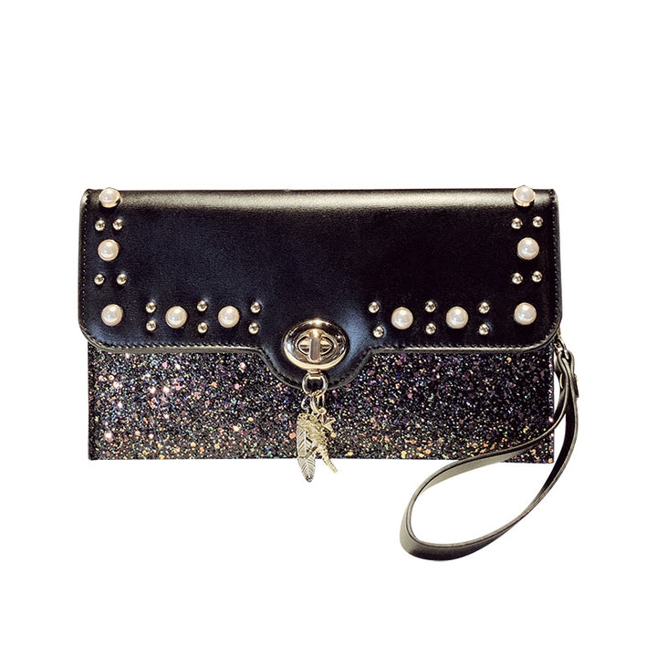 Damen Clutch-Tasche mit funkelnden Pailletten und eleganter Schliesstechnik Nord Taschen