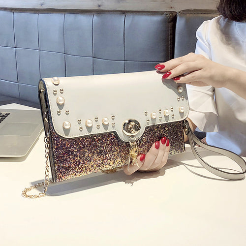 Damen Clutch-Tasche mit funkelnden Pailletten und eleganter Schliesstechnik Nord Taschen