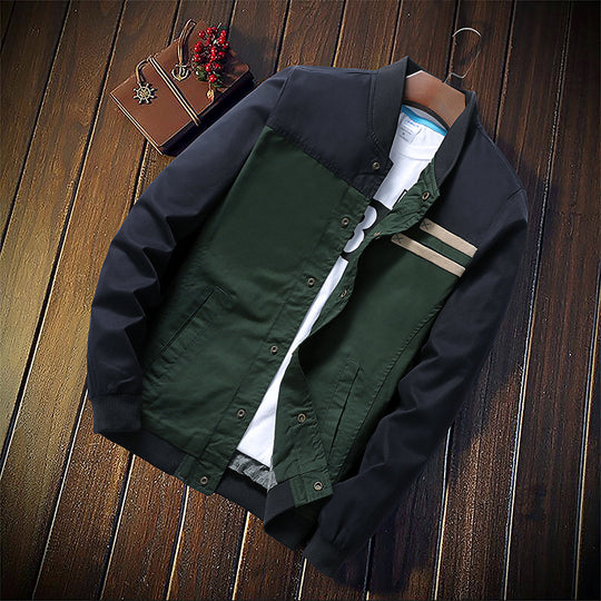 Herren Canvas-Bomberjacke im Field-Stil mit kontrastierenden Ärmeln und Bruststreifen Nord Taschen