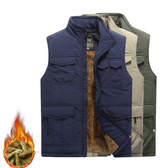 Herren Outdoor‑Utility‑Weste mit wärmendem Teddyplüschfutter und Mehrfachtaschen Nord Taschen