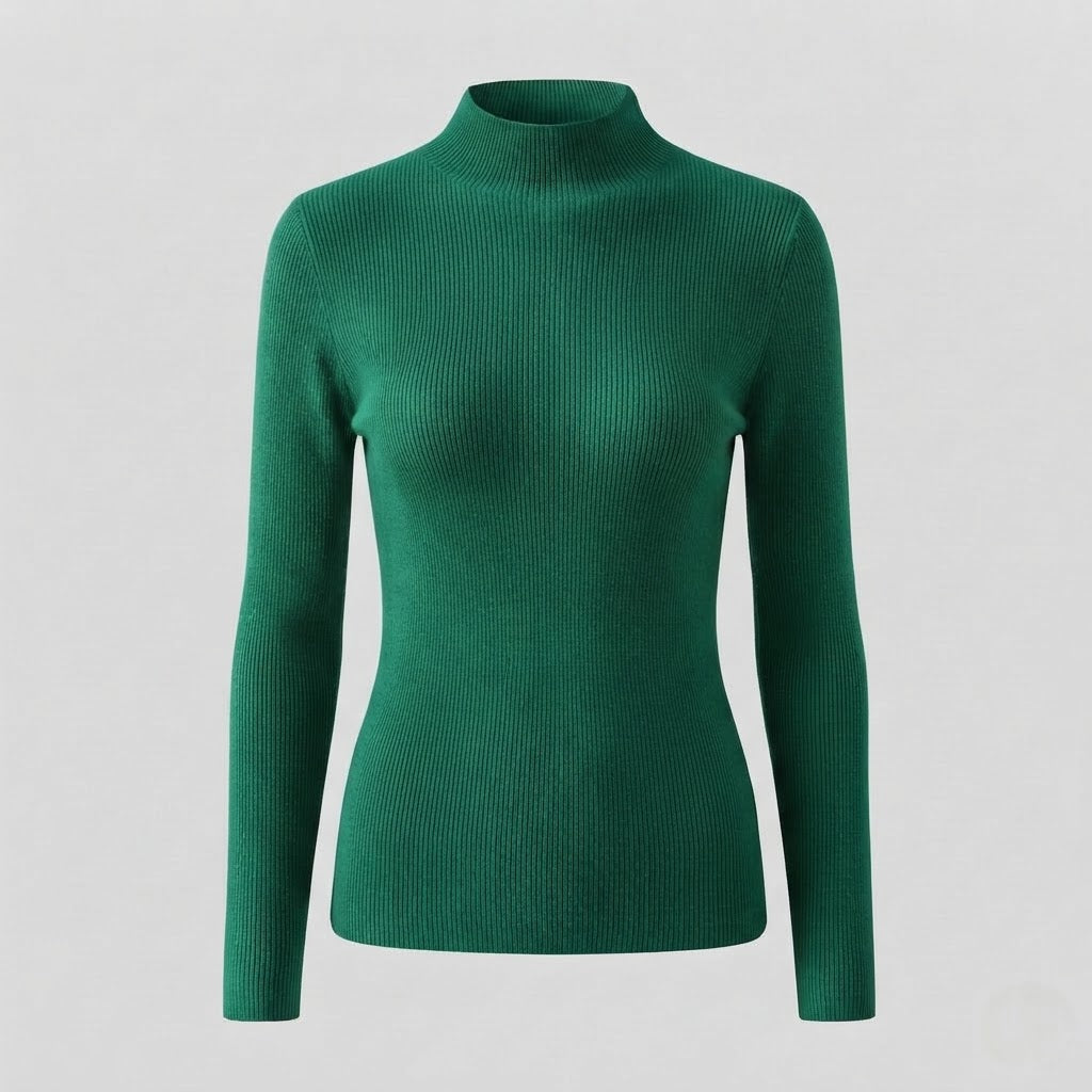 Damen Eleganter Slim-Fit Rollkragenpullover aus flauschigem Angora-Mix mit feiner Rippstruktur Nord Taschen