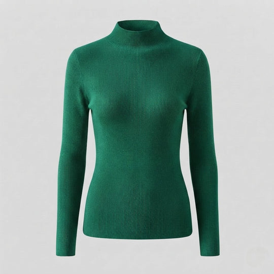 Damen Eleganter Slim-Fit Rollkragenpullover aus flauschigem Angora-Mix mit feiner Rippstruktur Nord Taschen