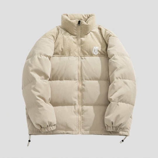 Damen Wattierte Steppjacke mit Cord-Schulterpartie und Stehkragen Nord Taschen
