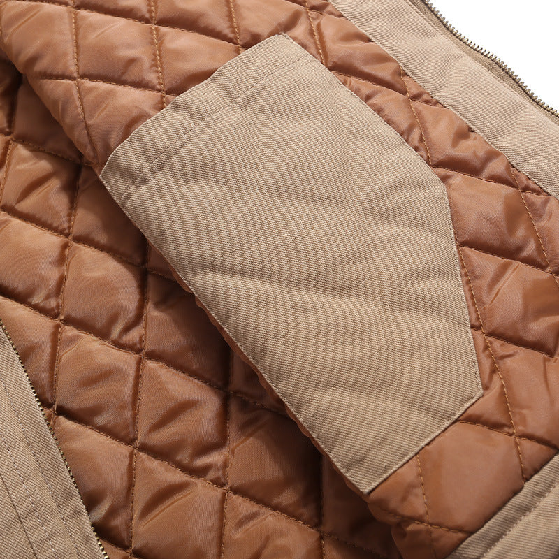 Herren gesteppte Canvas-Utility-Weste mit Stehkragen und Thermoisolierung Nord Taschen