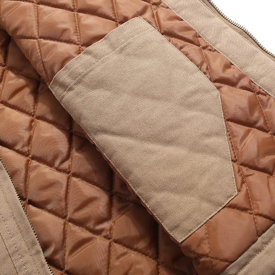 Herren gesteppte Canvas-Utility-Weste mit Stehkragen und Thermoisolierung Nord Taschen
