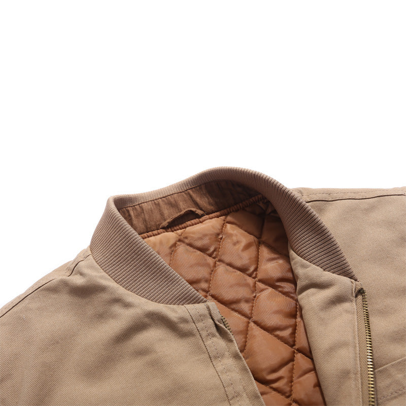 Herren gesteppte Canvas-Utility-Weste mit Stehkragen und Thermoisolierung Nord Taschen