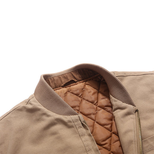 Herren gesteppte Canvas-Utility-Weste mit Stehkragen und Thermoisolierung Nord Taschen
