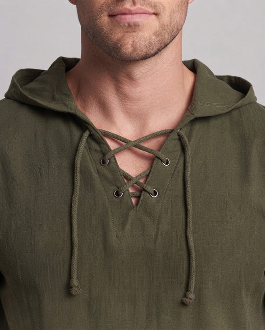 Herren Freizeitshirt mit Kapuze und Schnürung Nord Taschen