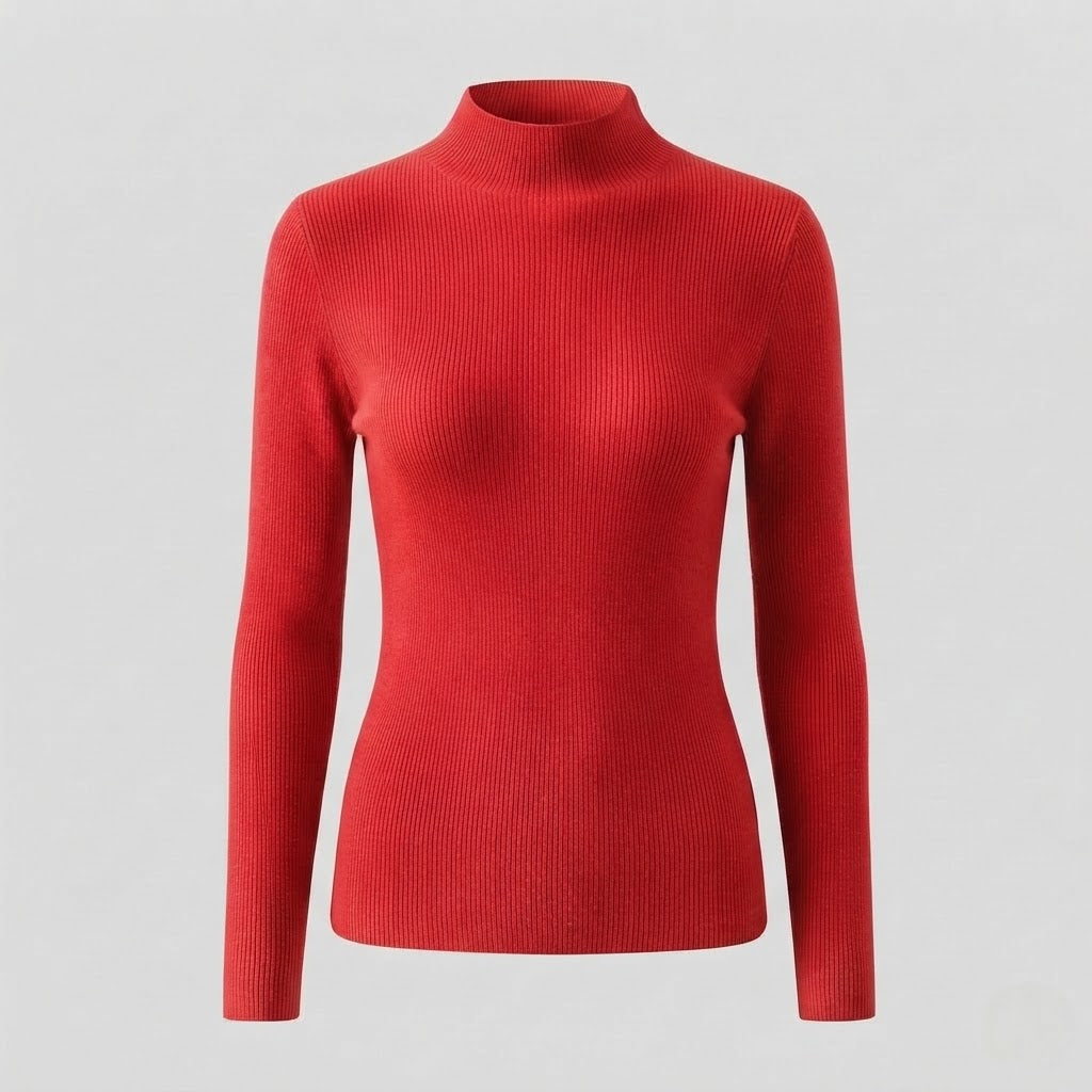 Damen Eleganter Slim-Fit Rollkragenpullover aus flauschigem Angora-Mix mit feiner Rippstruktur Nord Taschen