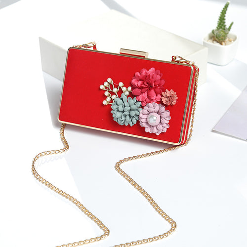 Damen Clutch-Tasche mit floralen Applikationen Nord Taschen