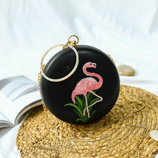Damen Clutch mit buntem Flamingo-Motiv und eleganter Reißverschluss Nord Taschen
