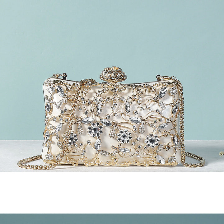 Damen Clutch mit exquisite Floral-Applikationen und funkelndem Kettenverschluss Nord Taschen