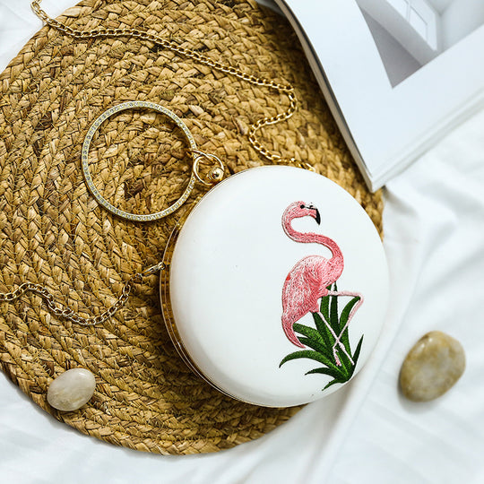 Damen Clutch mit buntem Flamingo-Motiv und eleganter Reißverschluss Nord Taschen
