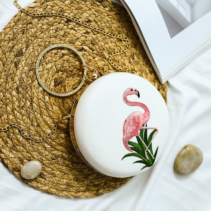 Damen Clutch mit buntem Flamingo-Motiv und eleganter Reißverschluss Nord Taschen