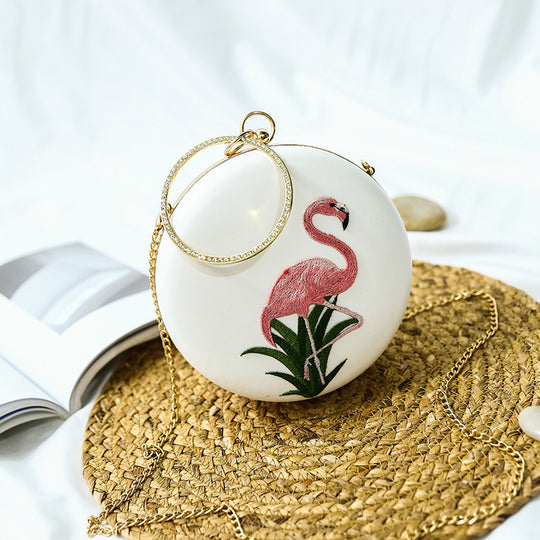 Damen Clutch mit buntem Flamingo-Motiv und eleganter Reißverschluss Nord Taschen
