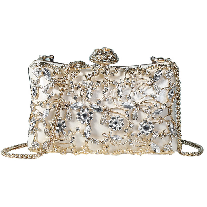 Damen Clutch mit exquisite Floral-Applikationen und funkelndem Kettenverschluss Nord Taschen