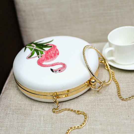 Damen Clutch mit buntem Flamingo-Motiv und eleganter Reißverschluss Nord Taschen